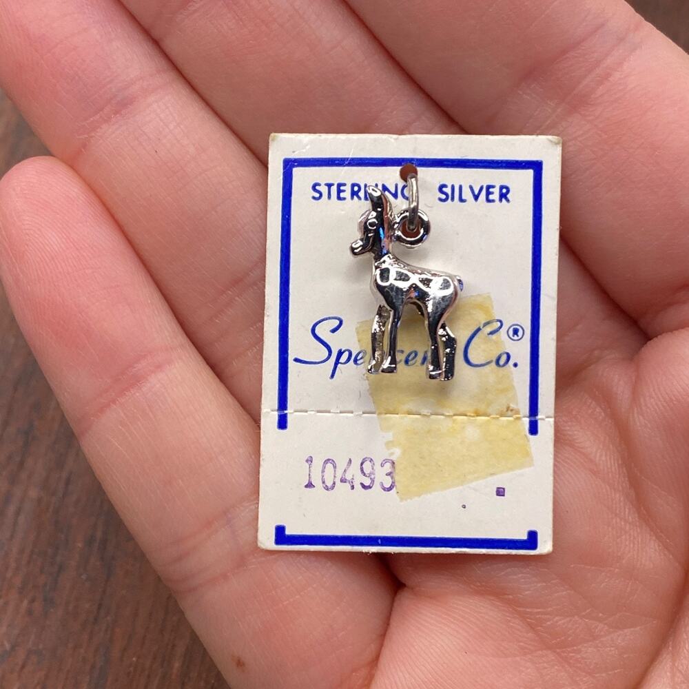 Vintage Spencer 925 Sterling Silver Deer Bambi Small Pendant Bracelet Charm
